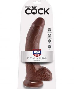 King Cock 9" Cock with Balls-Brown