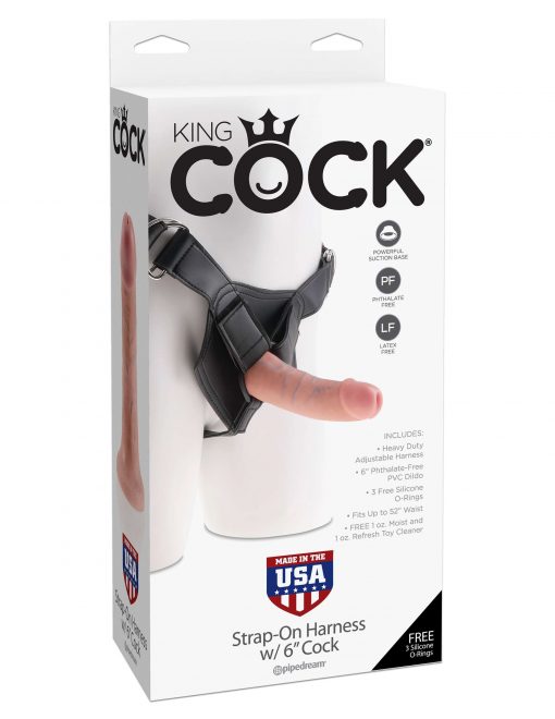 King Cock Strap-on Harness w/ 6" Cock-Flesh