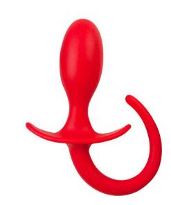 Rounded Silicone Butt Plug with Tail-Red