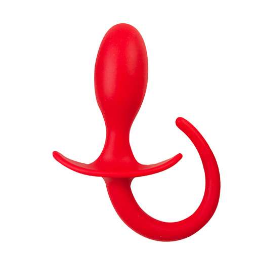 Rounded Silicone Butt Plug with Tail-Red