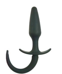 Classic Silicone Butt Plug with Tail-Black