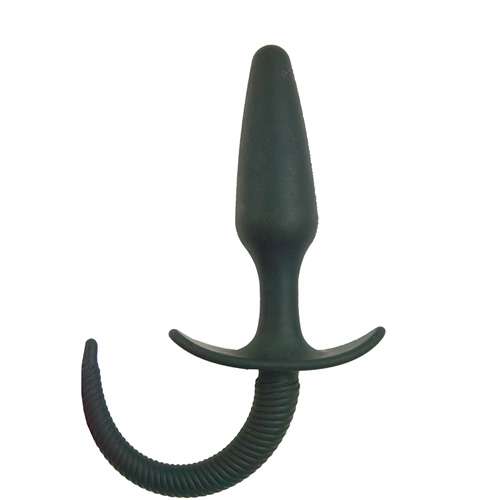 Classic Silicone Butt Plug with Tail-Black