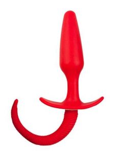 Classic Silicone Butt Plug with Tail-Red
